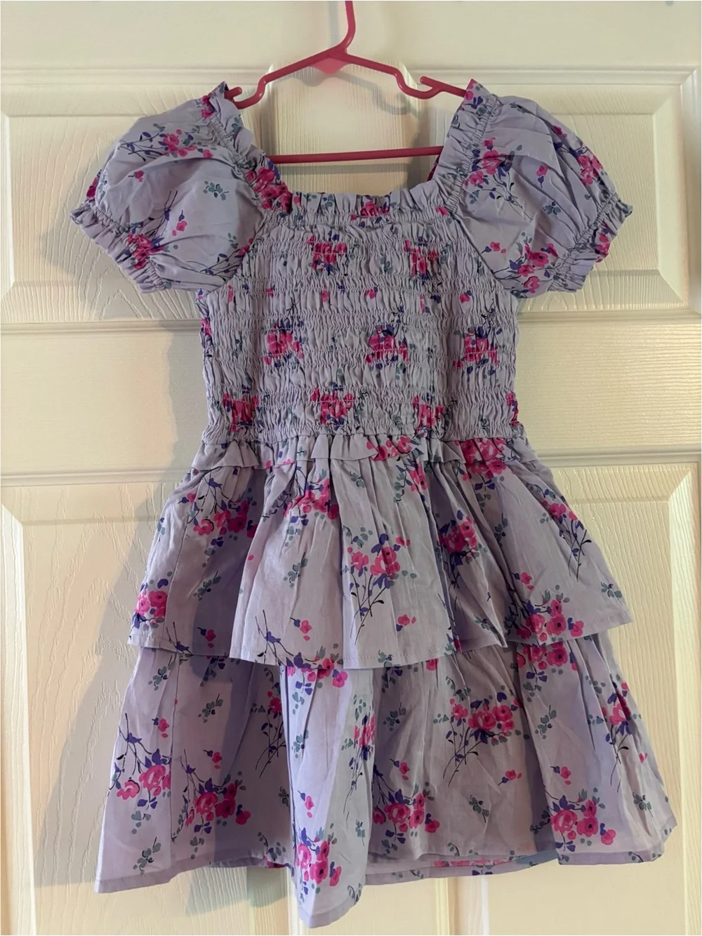 GAP Lilac Floral Smocked Dress with Pink and Blue Accents